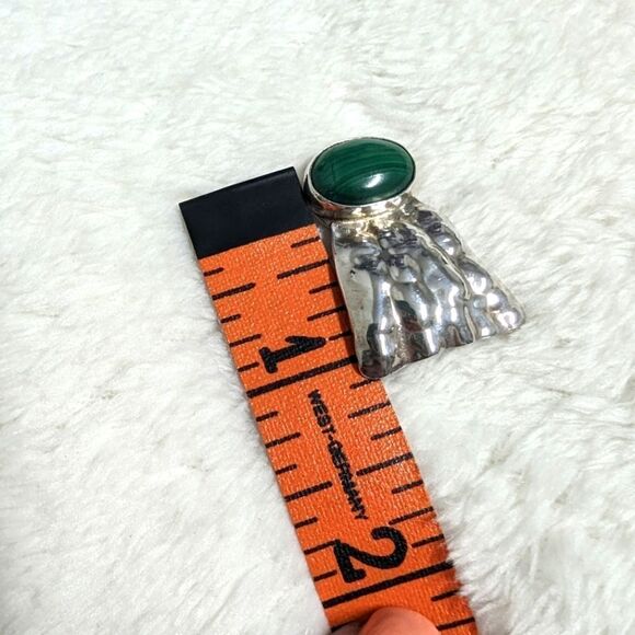 Vintage 70's Sterling Silver & Malachite Brooche w/ Earrings (plz read descrp) - Picture 3 of 13